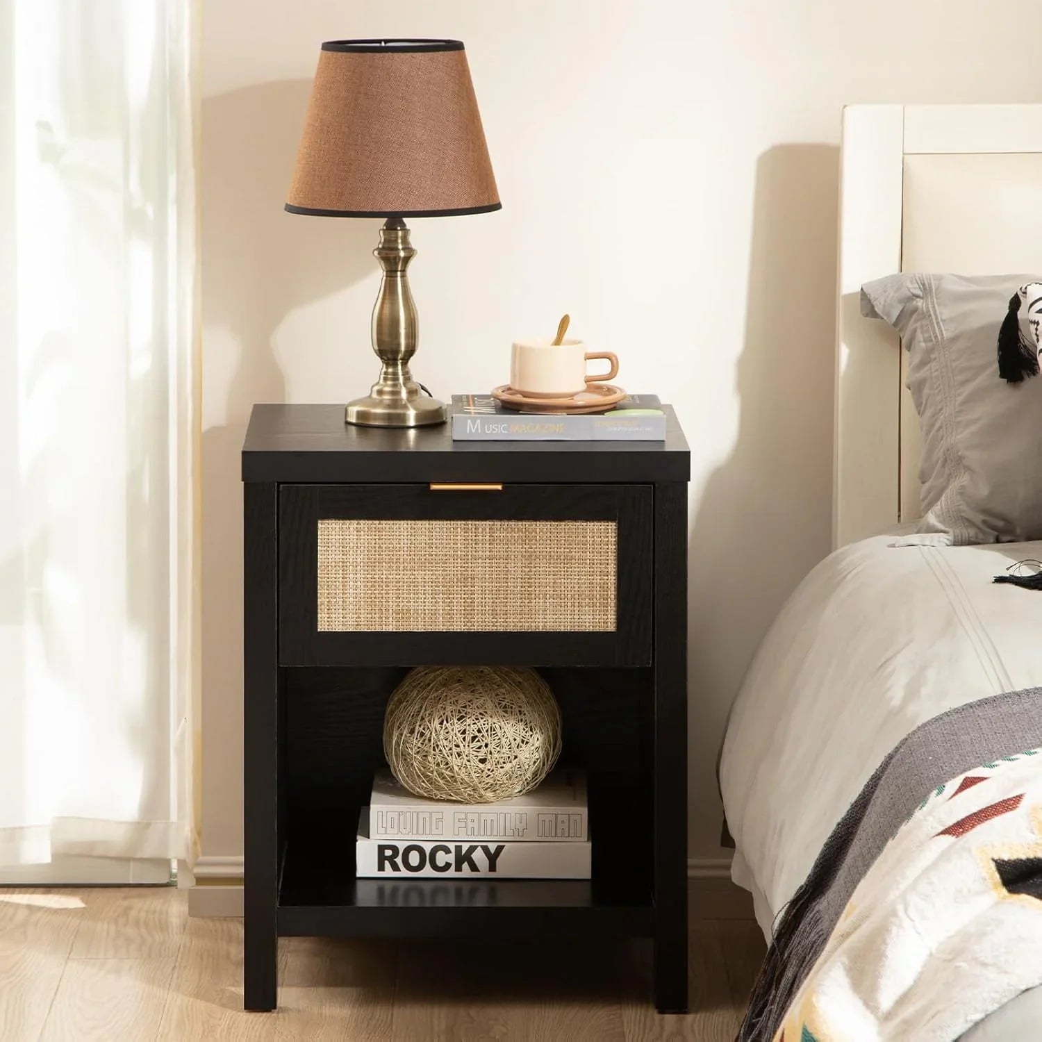 Savanna Rattan Nightstand for Bedroom