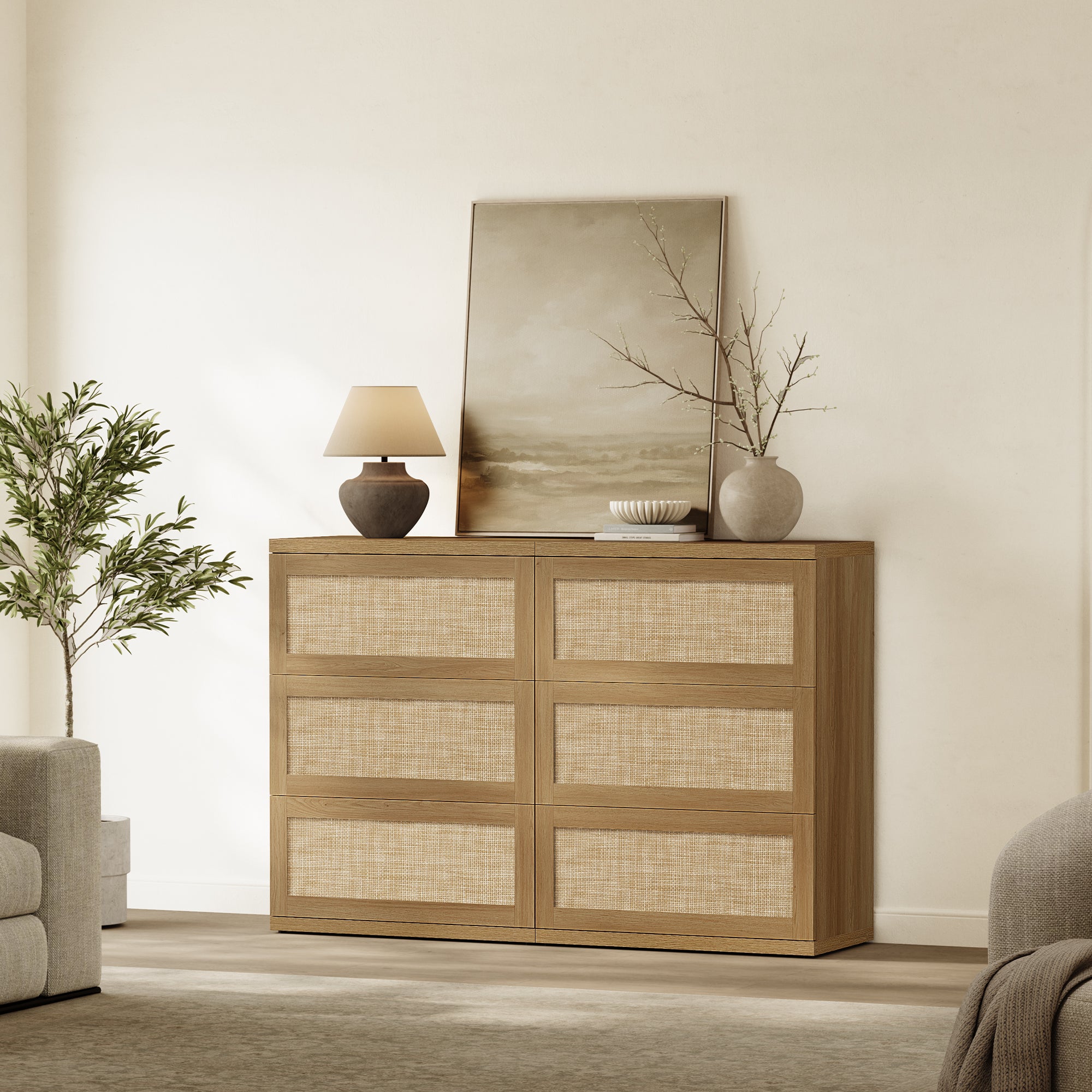 Zura Rattan Sectional Dresser, Large Size Option