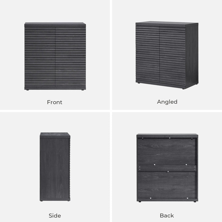 Stria Fluted Sideboards with 2 Doors, Set of 3