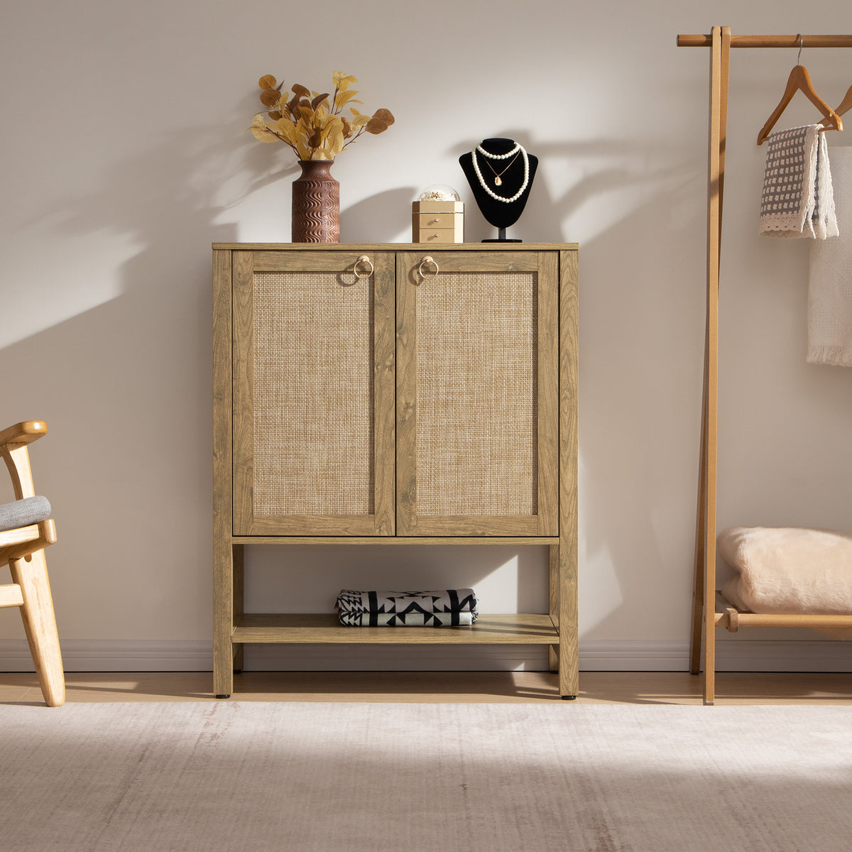 Terra Black Shoe Cabinet, 2 Doors