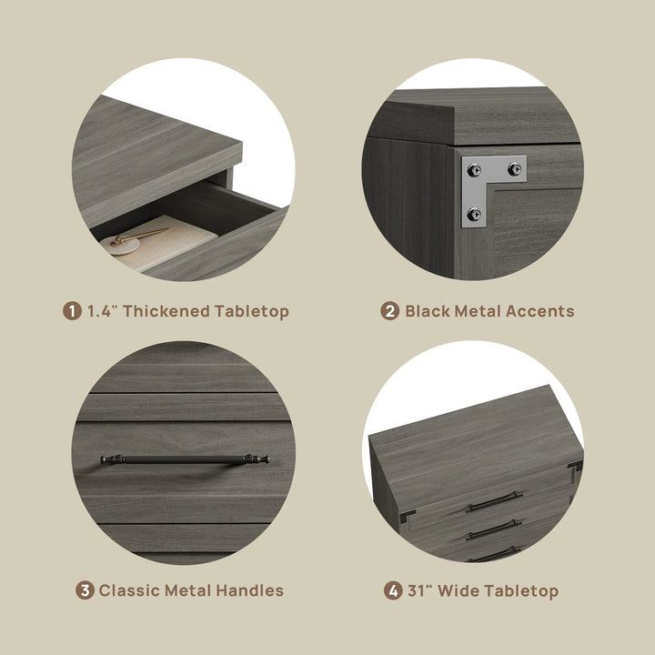 Willow 3-Drawers Nightstands Set