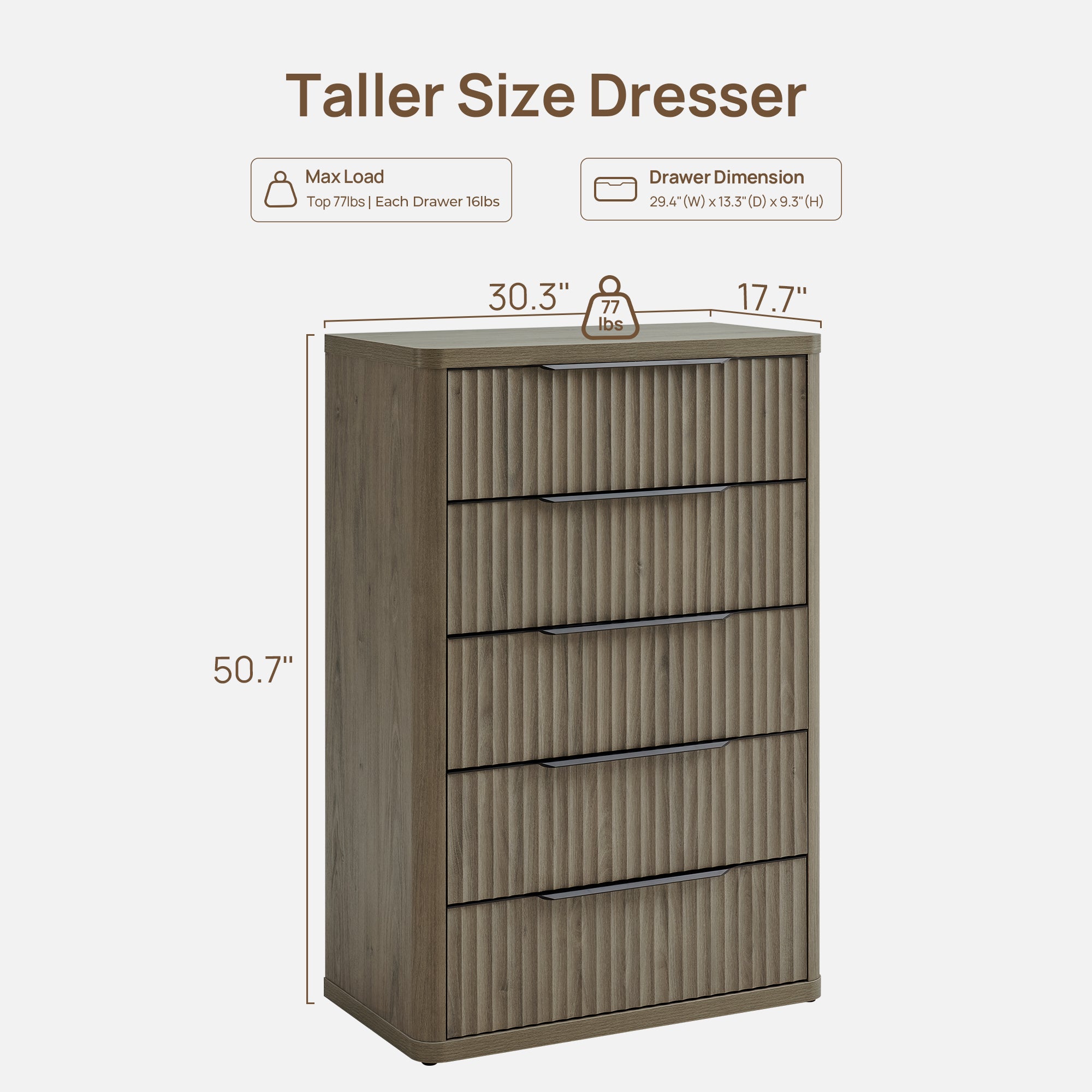 Cas Tall 5 Drawers Dresser