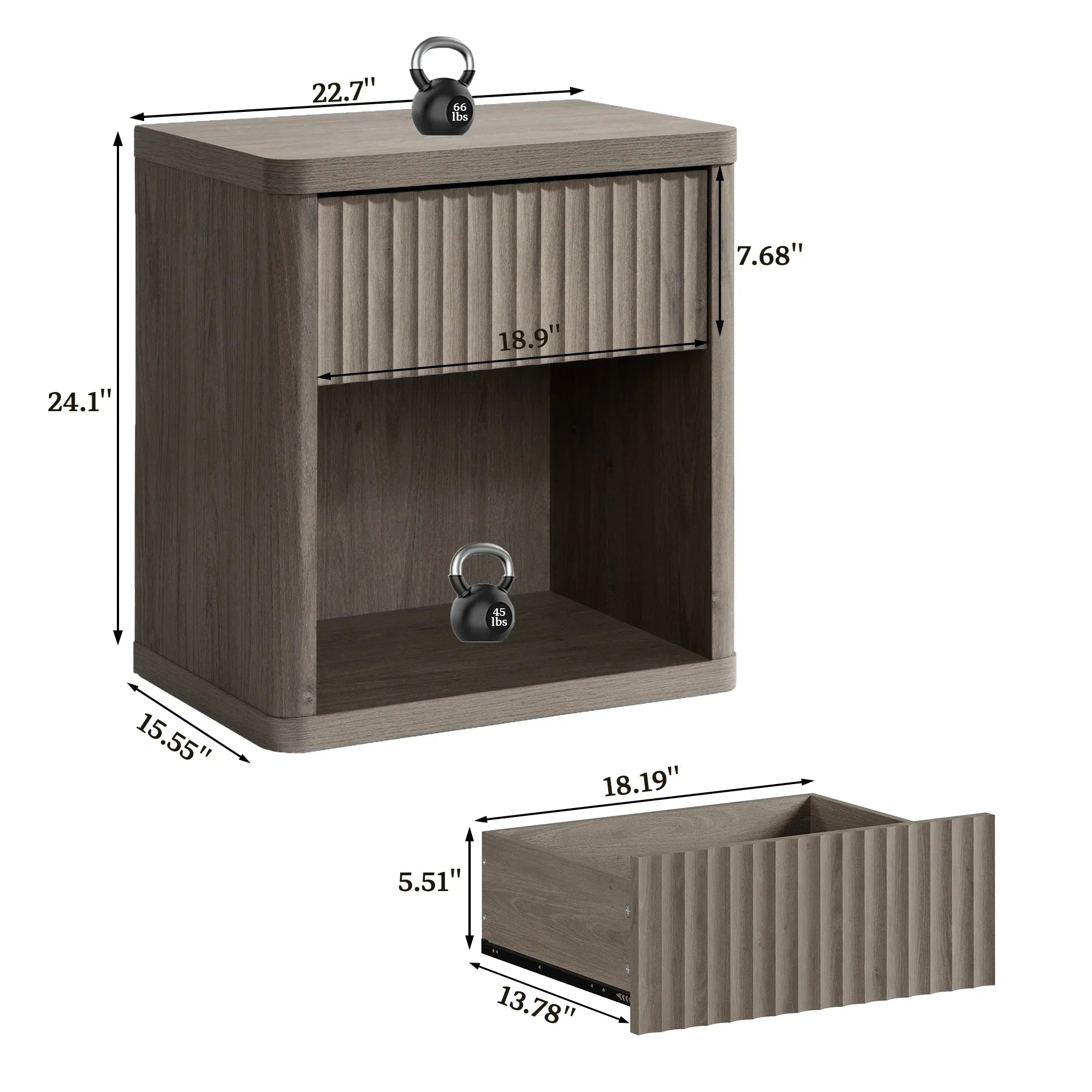 Cas 6 Drawers Dresser and 1 Drawer Nightstands Set for Bedroom - 1 Set - Dark Grey Alder