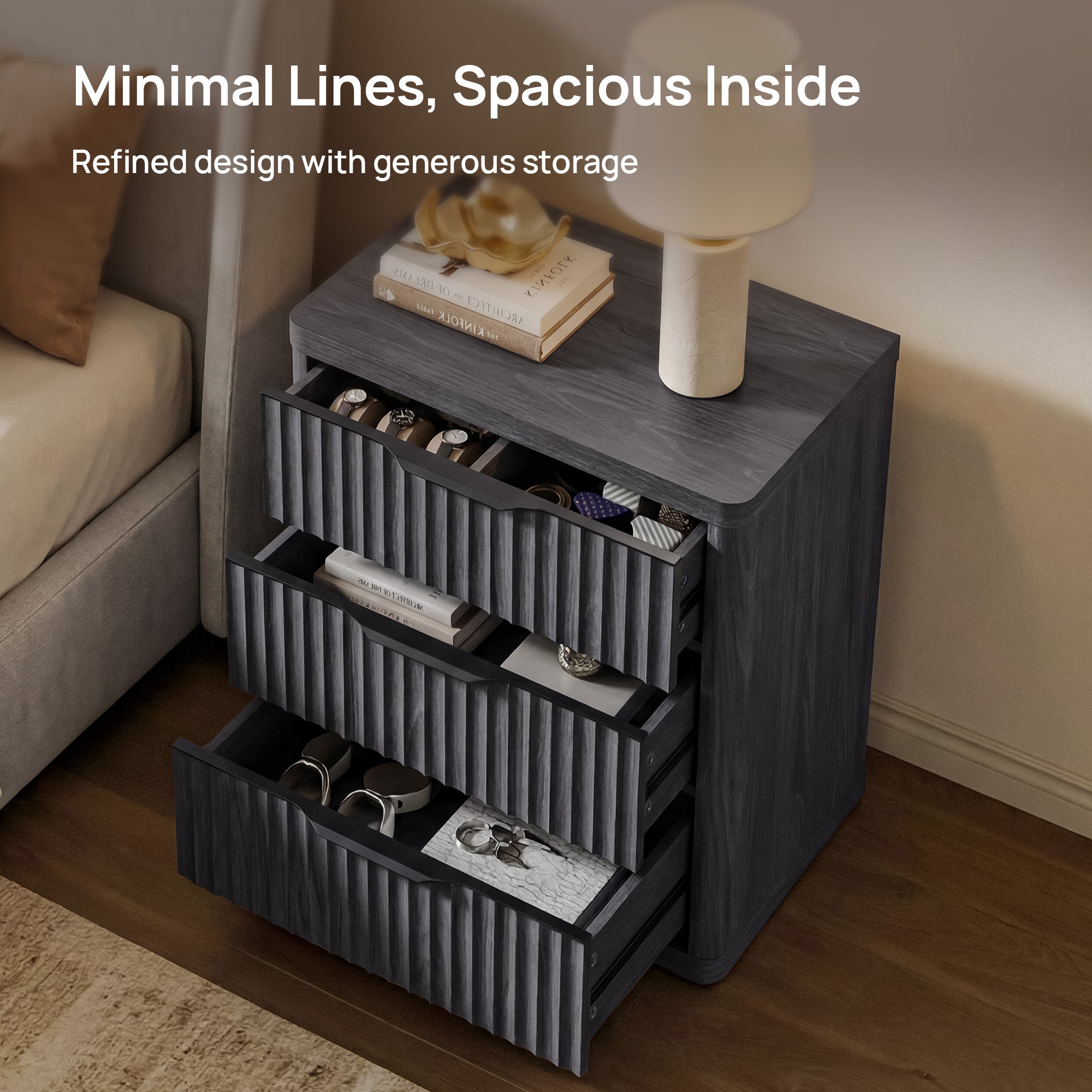 Stria 9-Drawer Dresser and Cas Nightstands Set