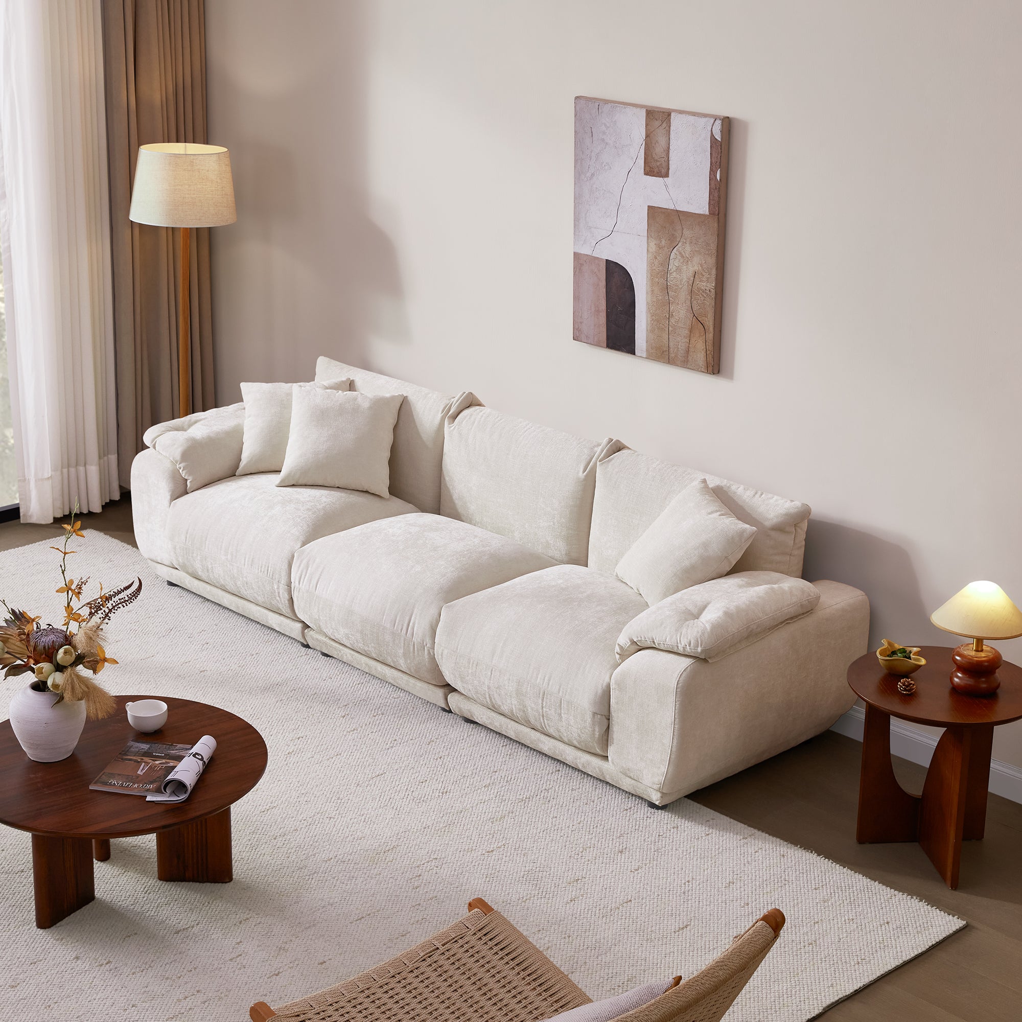 Noor Sectional 3 Seater Couch, Deep Seat