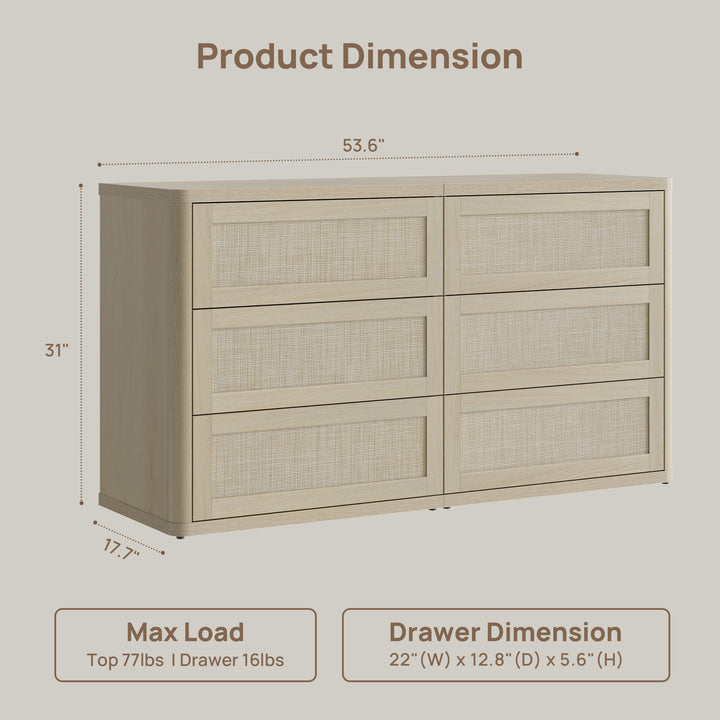 Zura Rattan Dresser and Nightstand with Drawer Set
