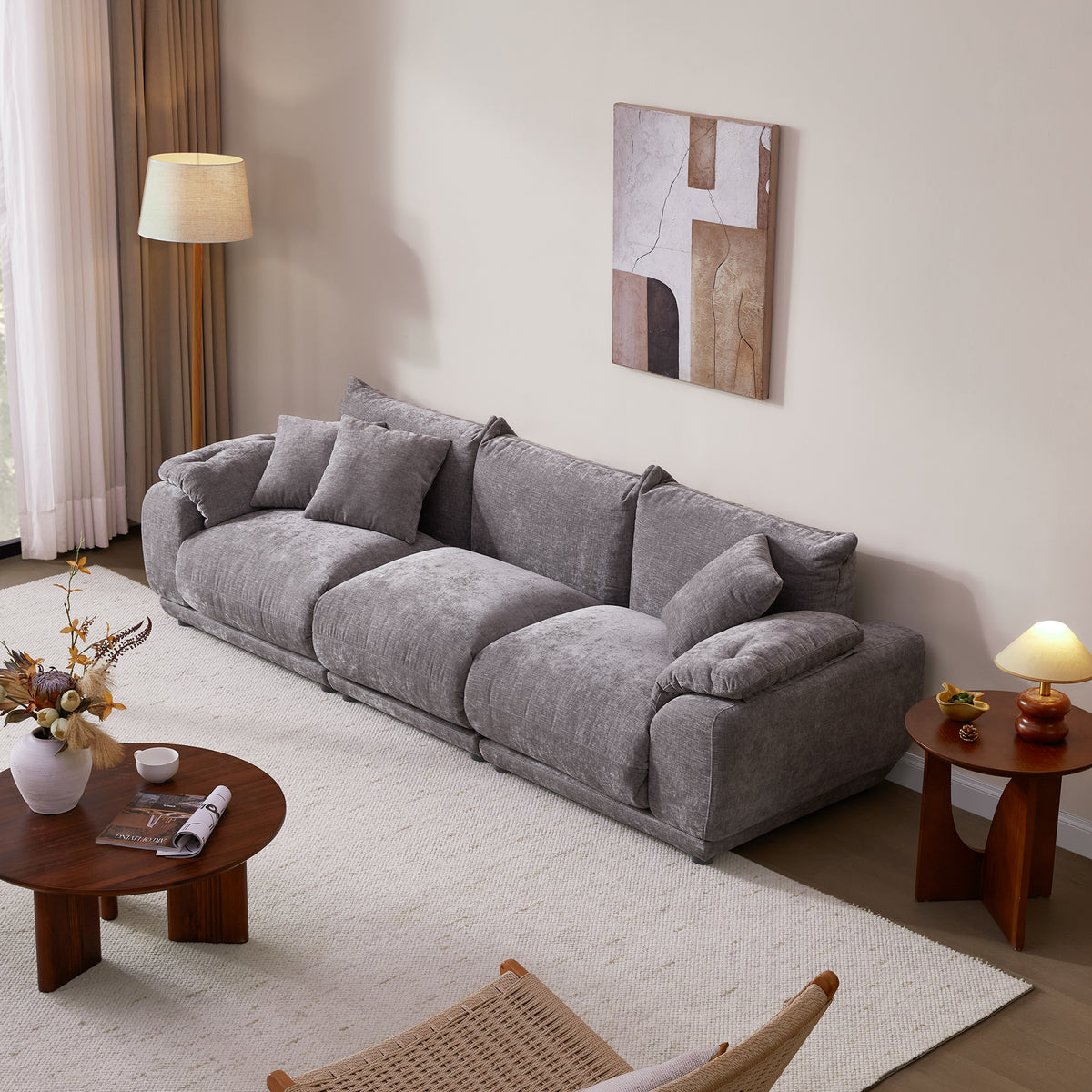 Noor Modular 3 Seater Sofa, Chenille Fabric
