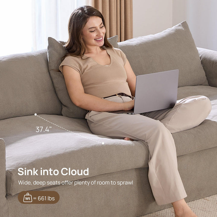 Eira Feather-Down Cushion Sofa, Deep Seat