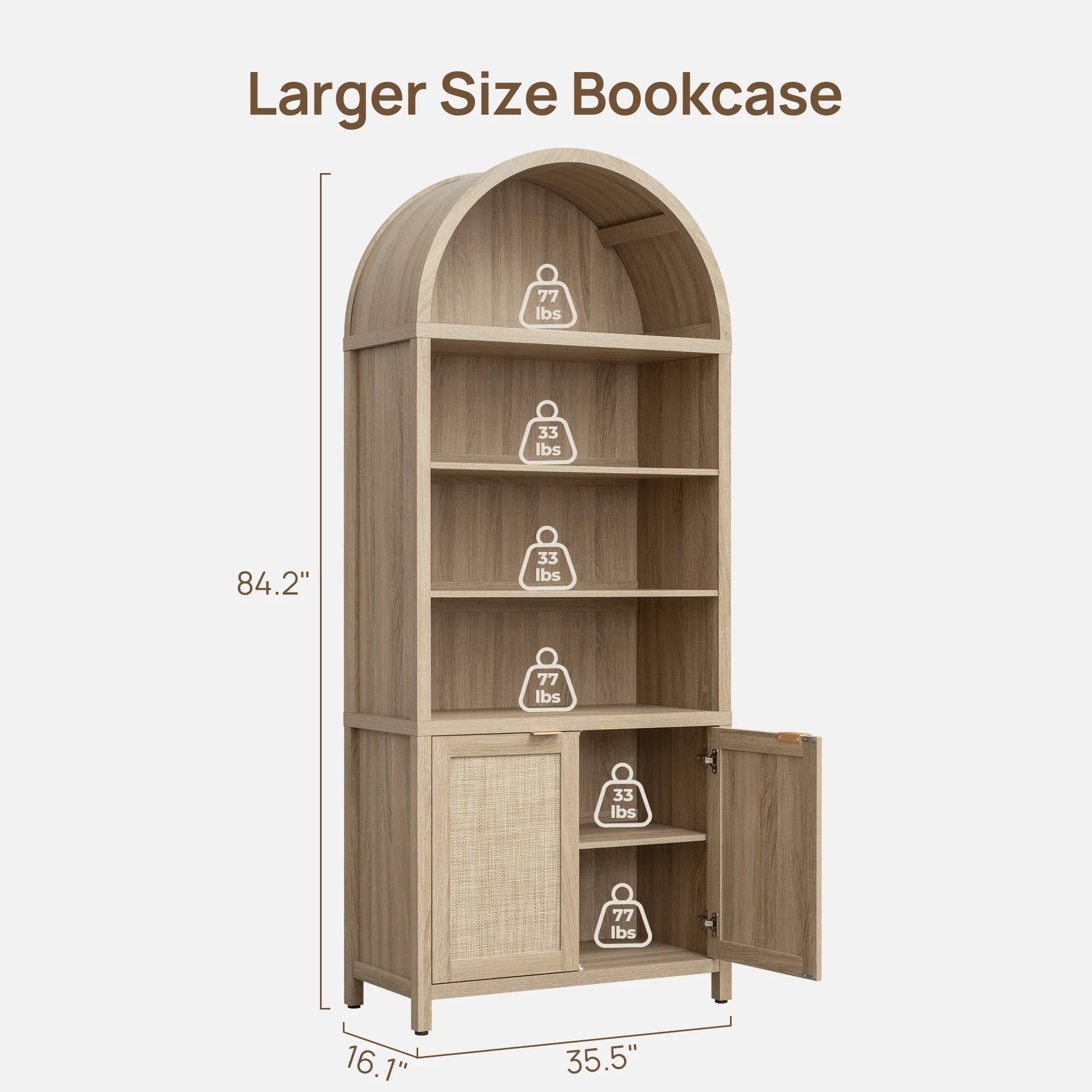Savanna Arched Bookcase with Doors