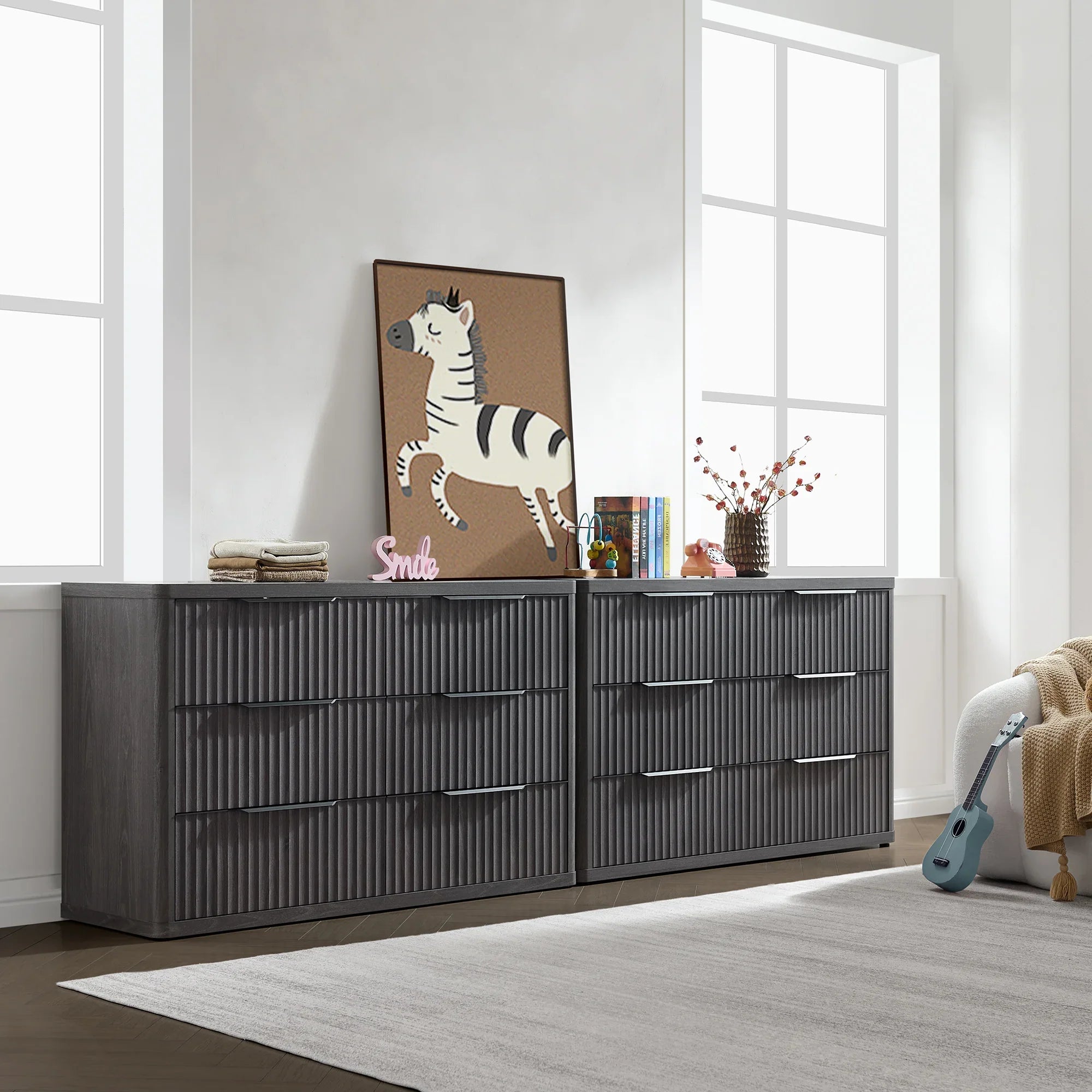 Cas 6 Drawers Dresser and 3 Drawers Nightstands Set