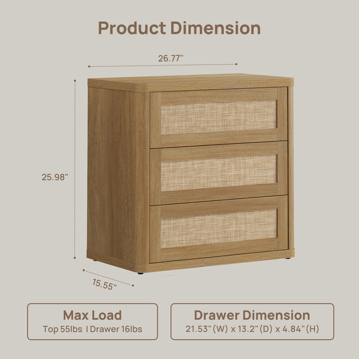 Zura Nightstand with 3 Drawers
