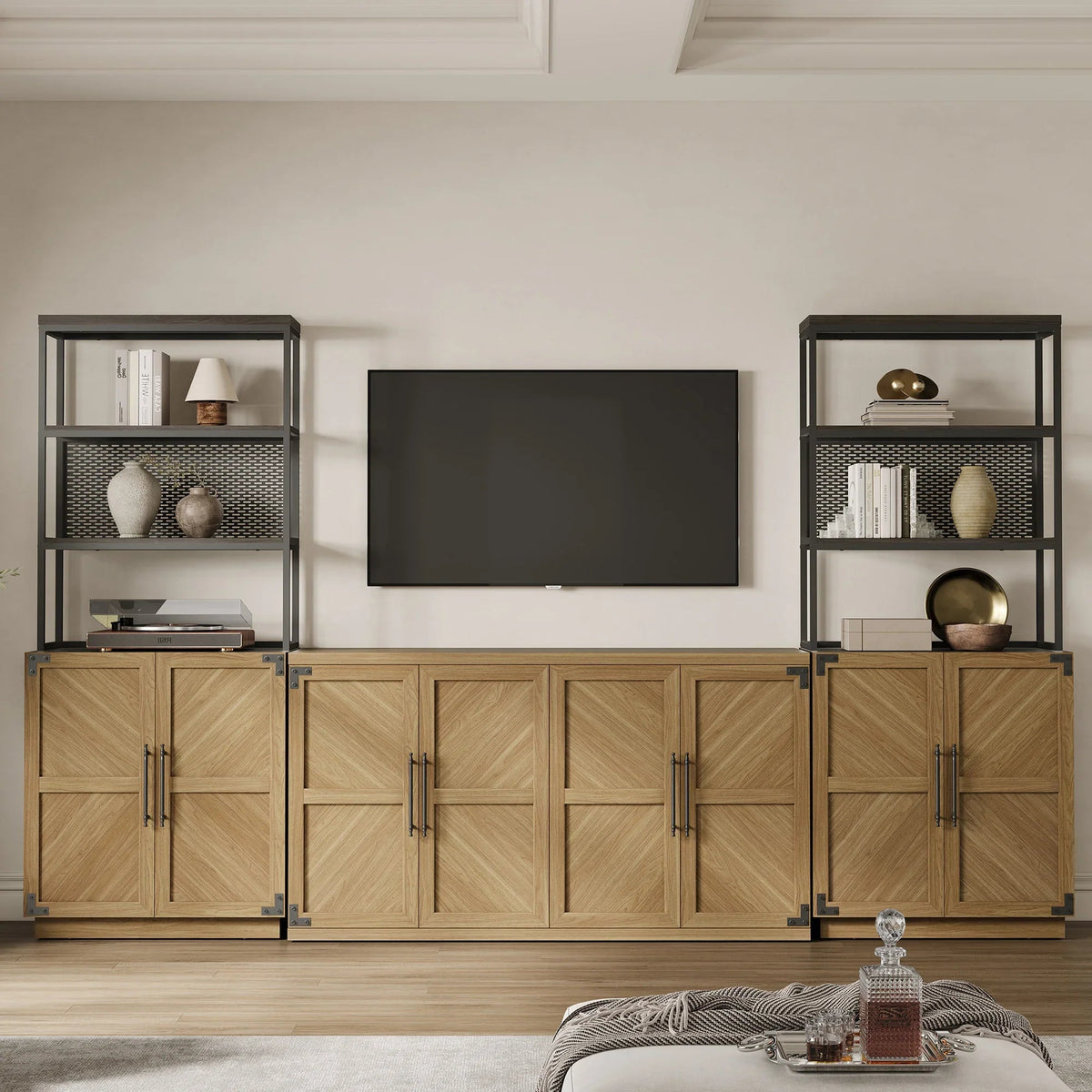 Willow Farmhouse Sideboard with 4 Doors, Set of 2
