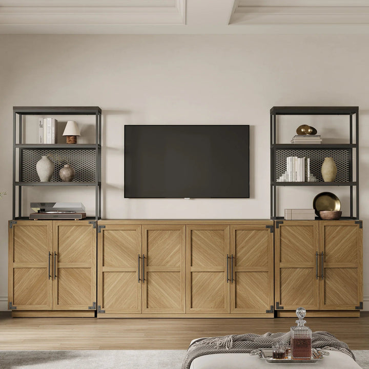 Willow Farmhouse Sideboard with 4 Doors, Set of 2