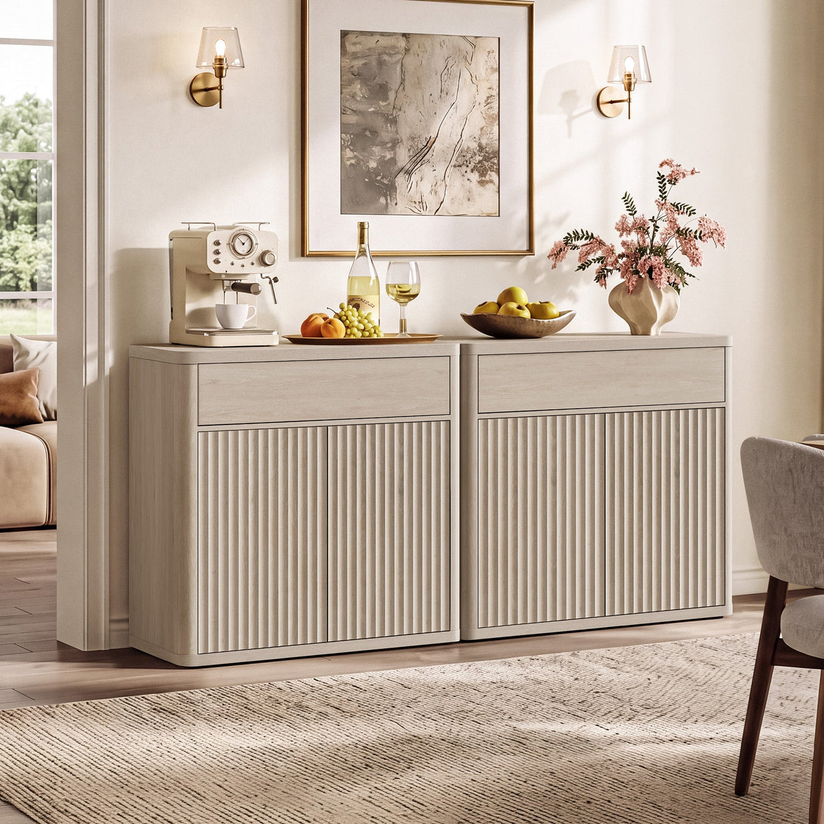 Cas Fluted Sideboard Buffet Cabinet with Large Storage