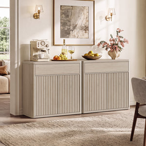 Cas Fluted Sideboard Buffet, Large Storage, Set of 2