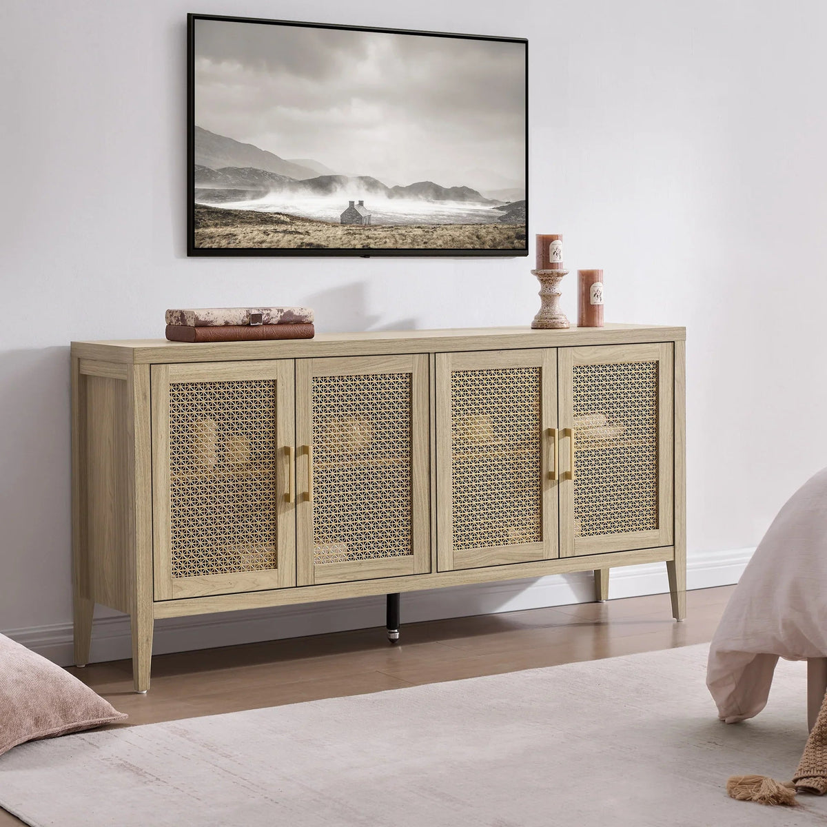 Andy TV Stand with 4 Doors - 1 Piece - Espresso Brown