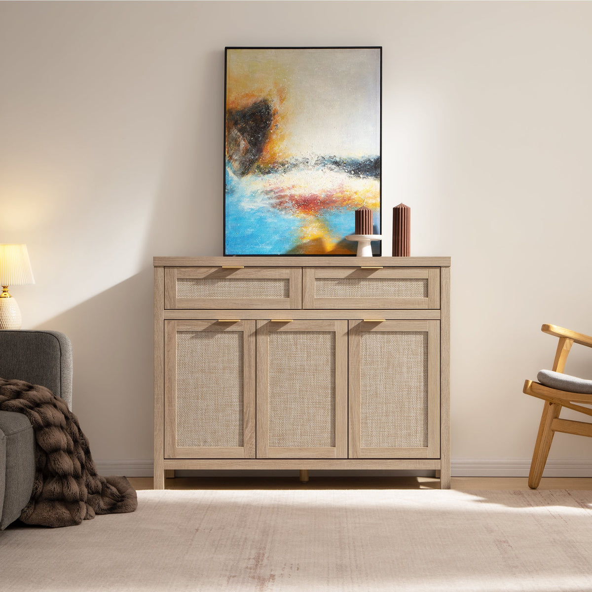 Savanna Sideboard Cabinet, Flexible Storage, Set of 2