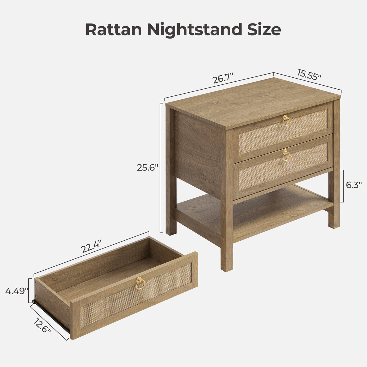 Terra 4 Doors Sideboard and 2 Drawers Nightstands Set for Living Room