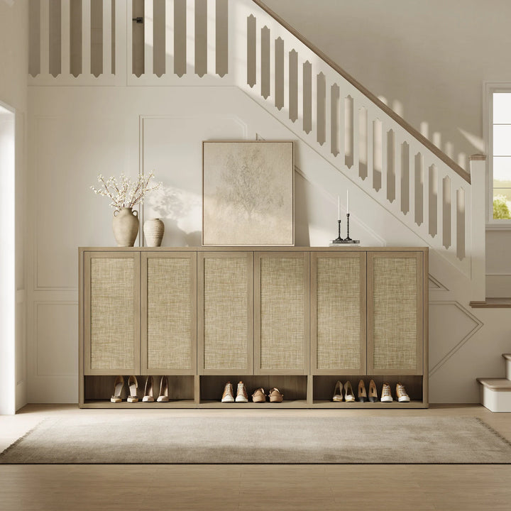 Zura Modern 3-Piece Rattan Shoe Cabinet