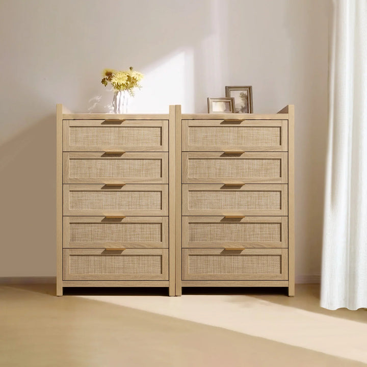 Savanna Rattan Dresser, 5 Drawers