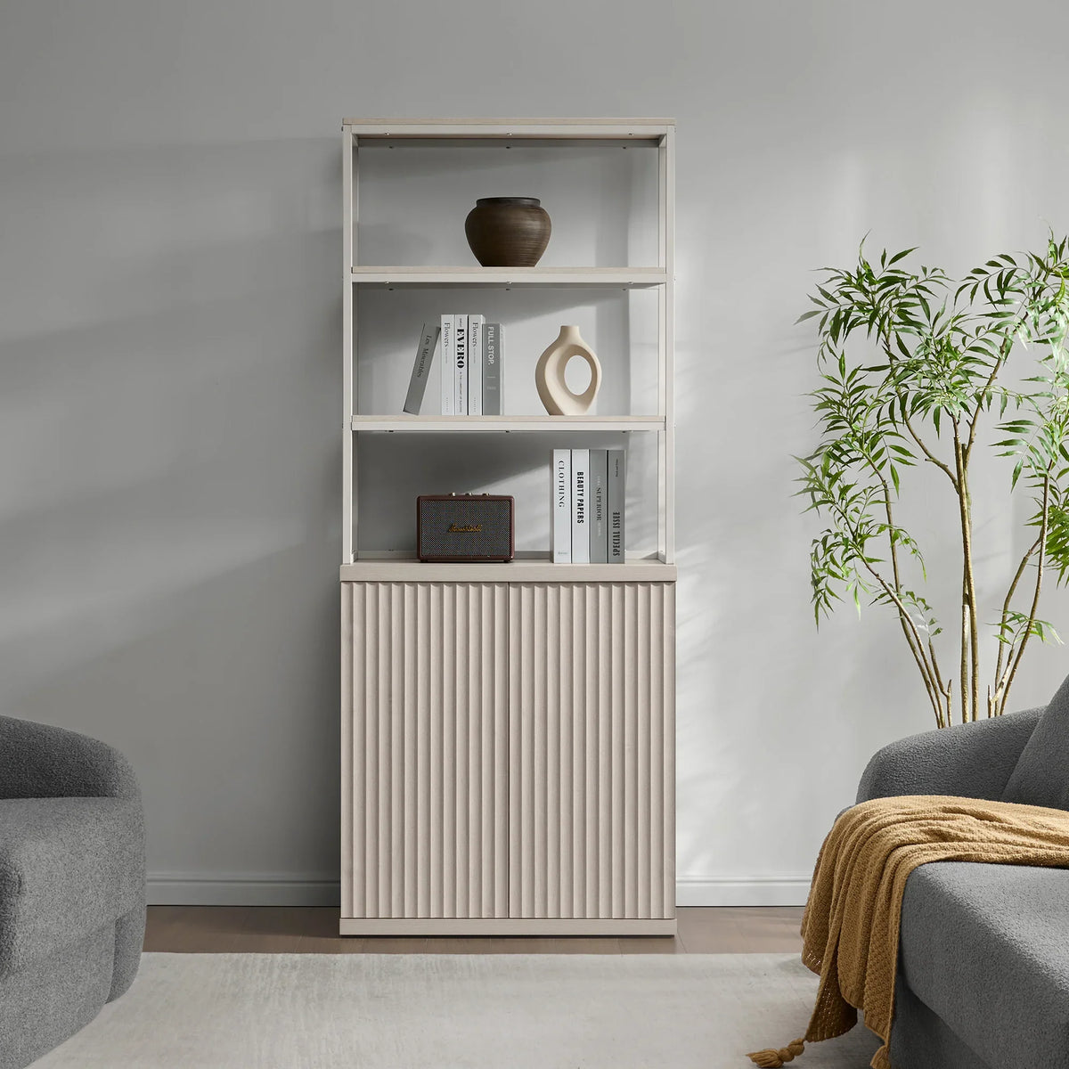 Stria Bookshelf with Storage