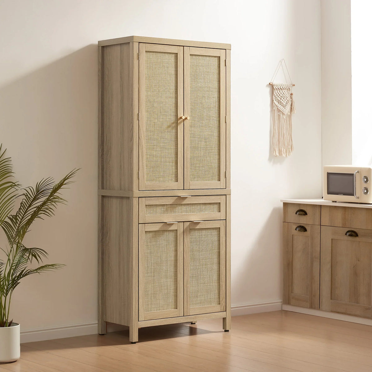 Savanna Pantry Cabinet,Rattan Door