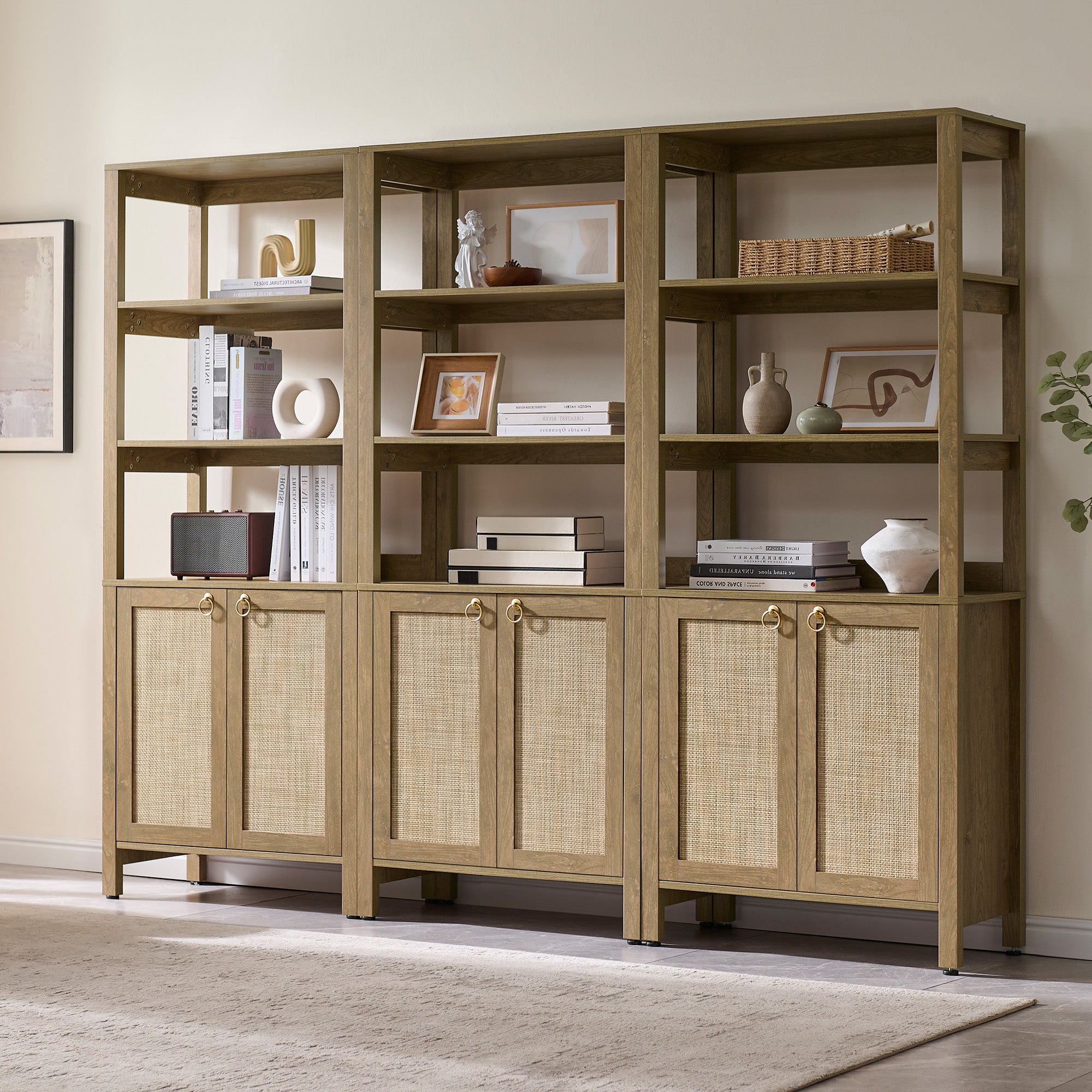 Terra Rattan White Bookshelf, 2 Doors