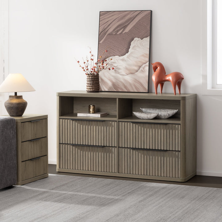 Cas Horizontal Chest, Open Drawers - 1 Piece - Grey Alder