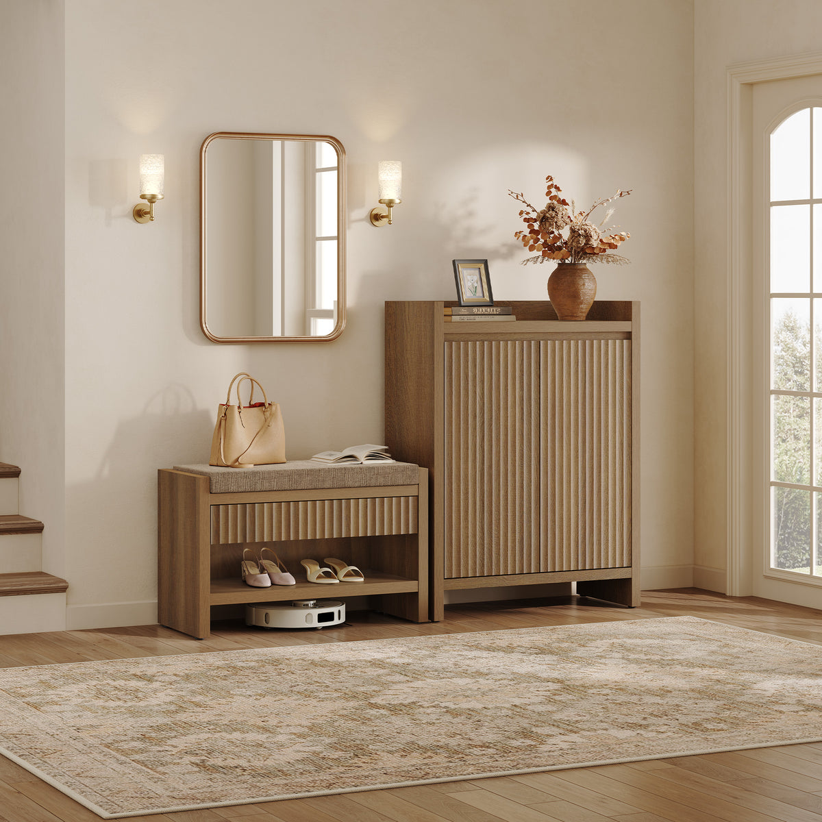 Prelude Upholstered Shoe Storage Bench for Entryway