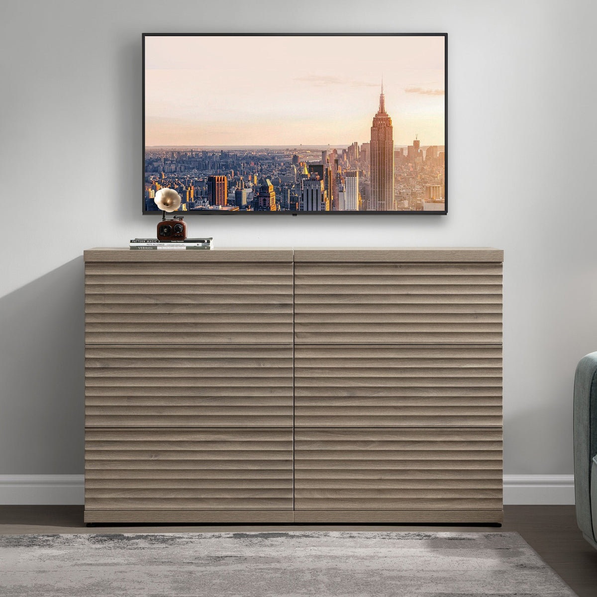 Stria Fluted TV Console, up to 85 Inch TV, Set of 2