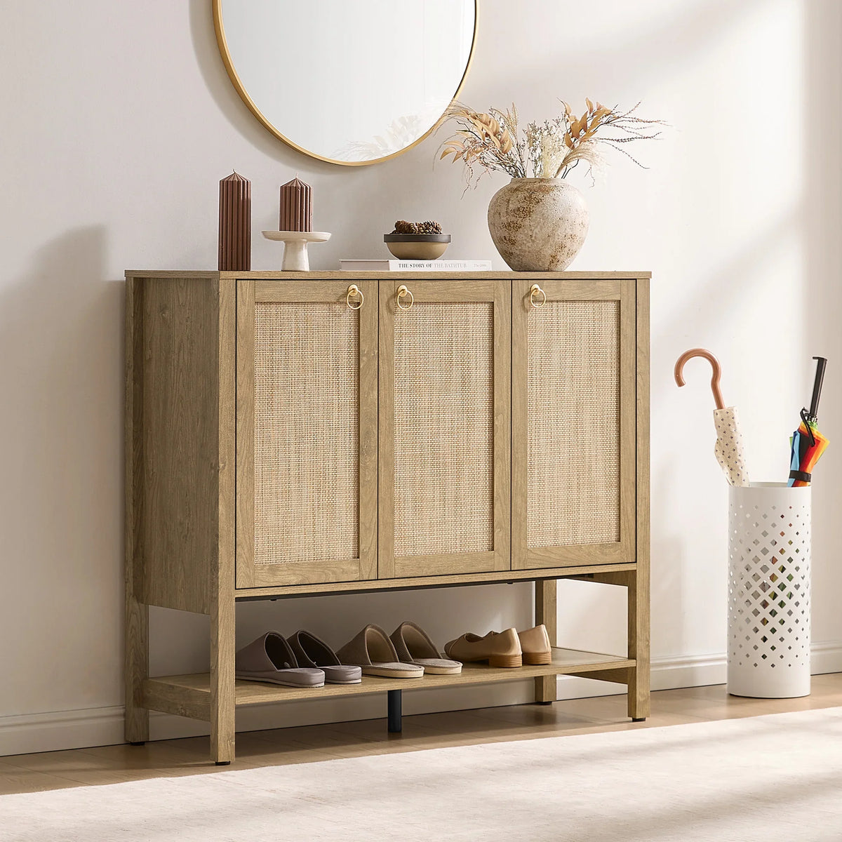 Terra White Shoe Cabinet, 3 Doors