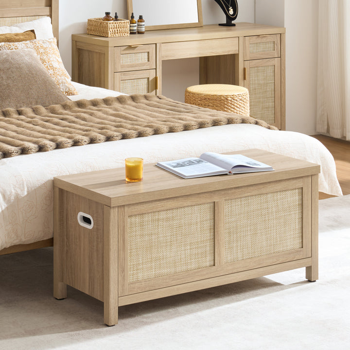 Savanna Flip-Open Rattan Shoe Bench