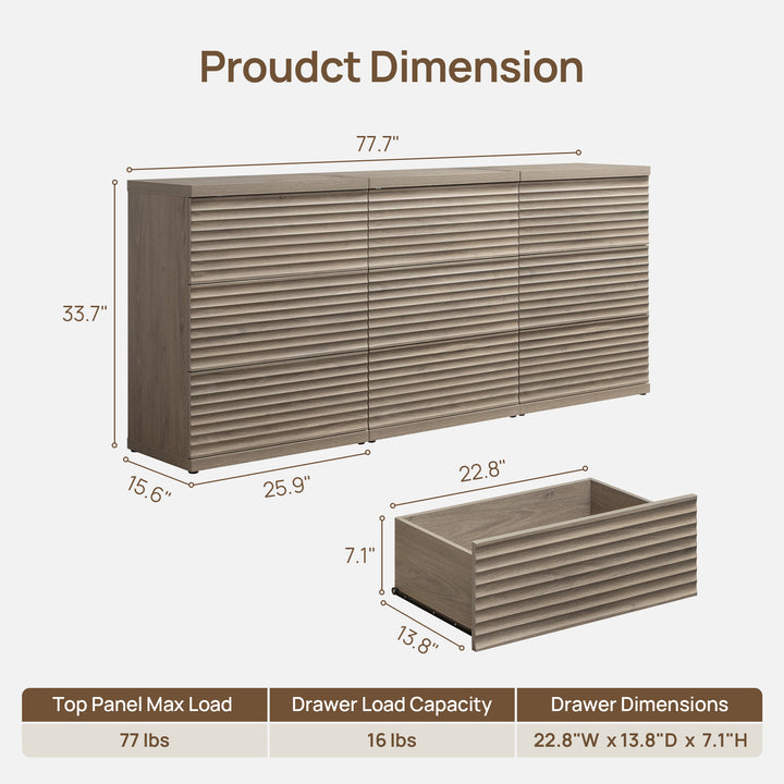 Stria Modular 9 Drawers Dresser Bedroom Set