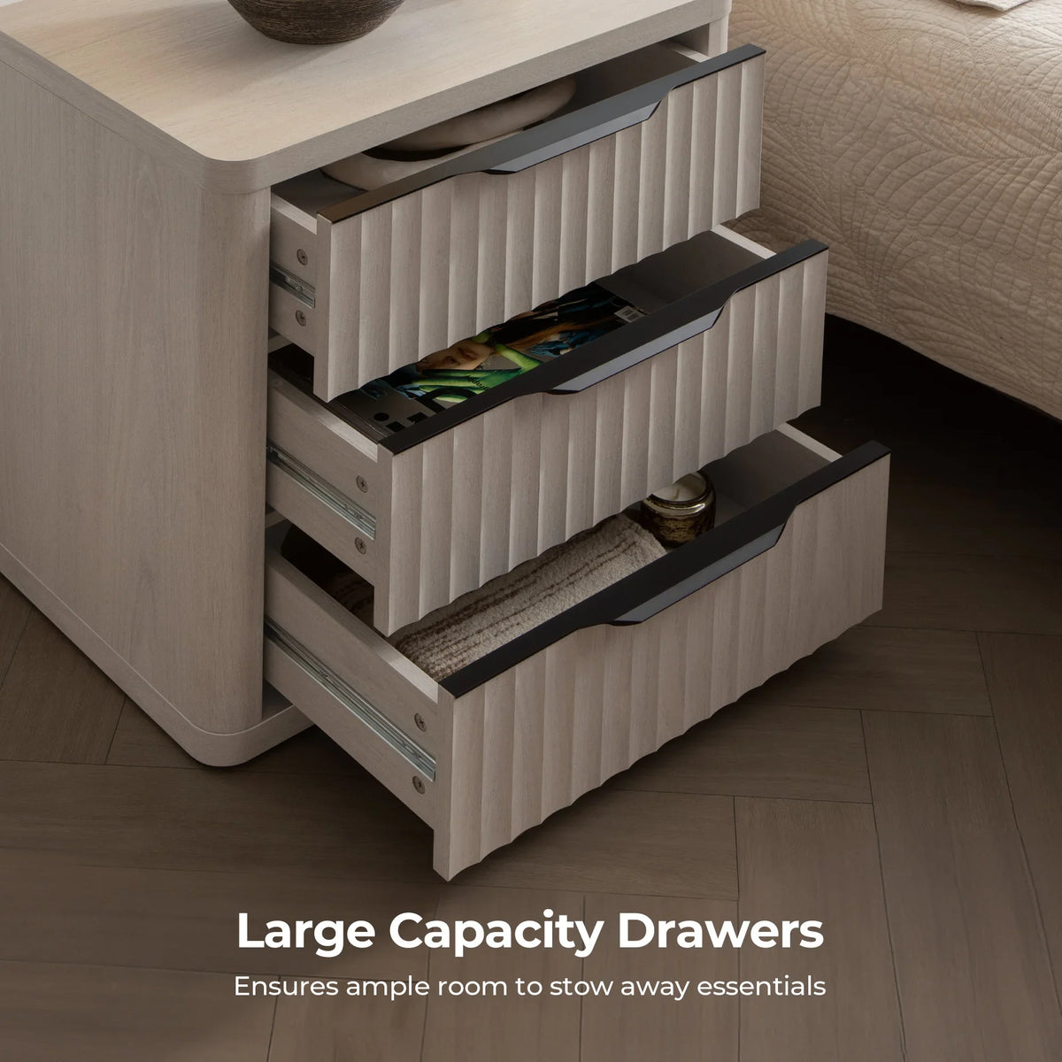 Stria 6-Drawer Dresser and Cas 3-Drawer Nightstand Set
