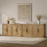 Willow Farmhouse Buffet Cabinet with 4 Doors, Set of 2