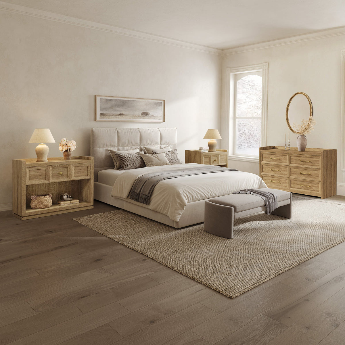 Helio Bedroom Dresser and Nightstands Set, 6 Drawers