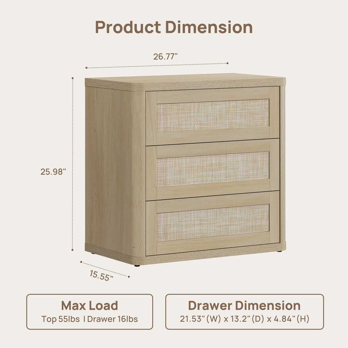 Zura Sectional Rattan Dresser and 3-Drawer Nightstand Set