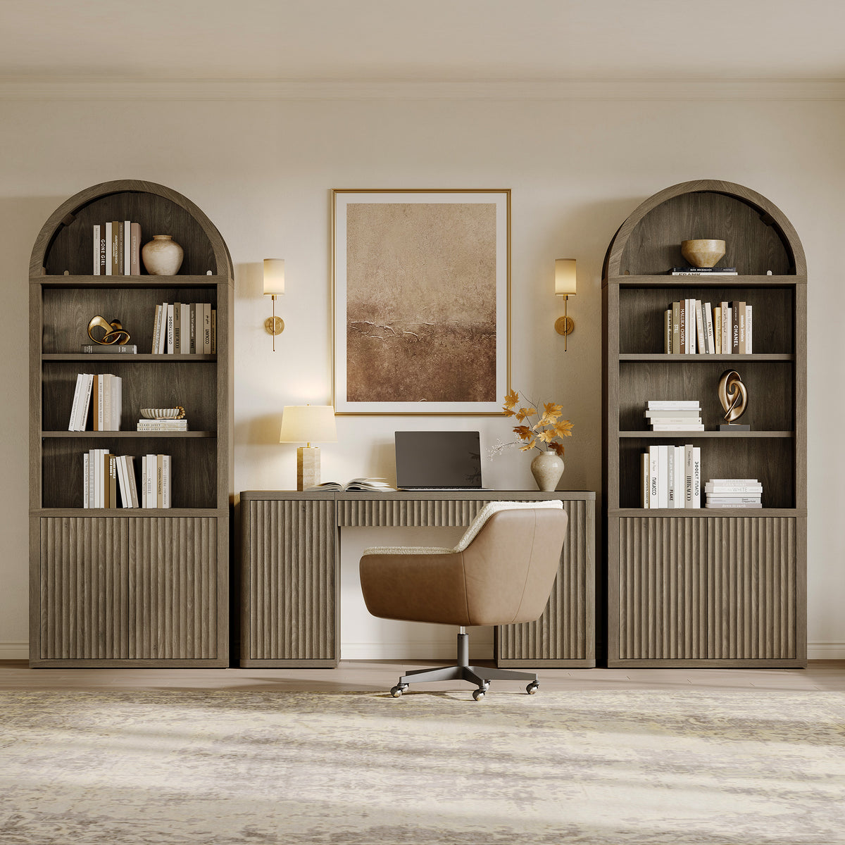Cas Modern Arched Bookcase, Large Storage