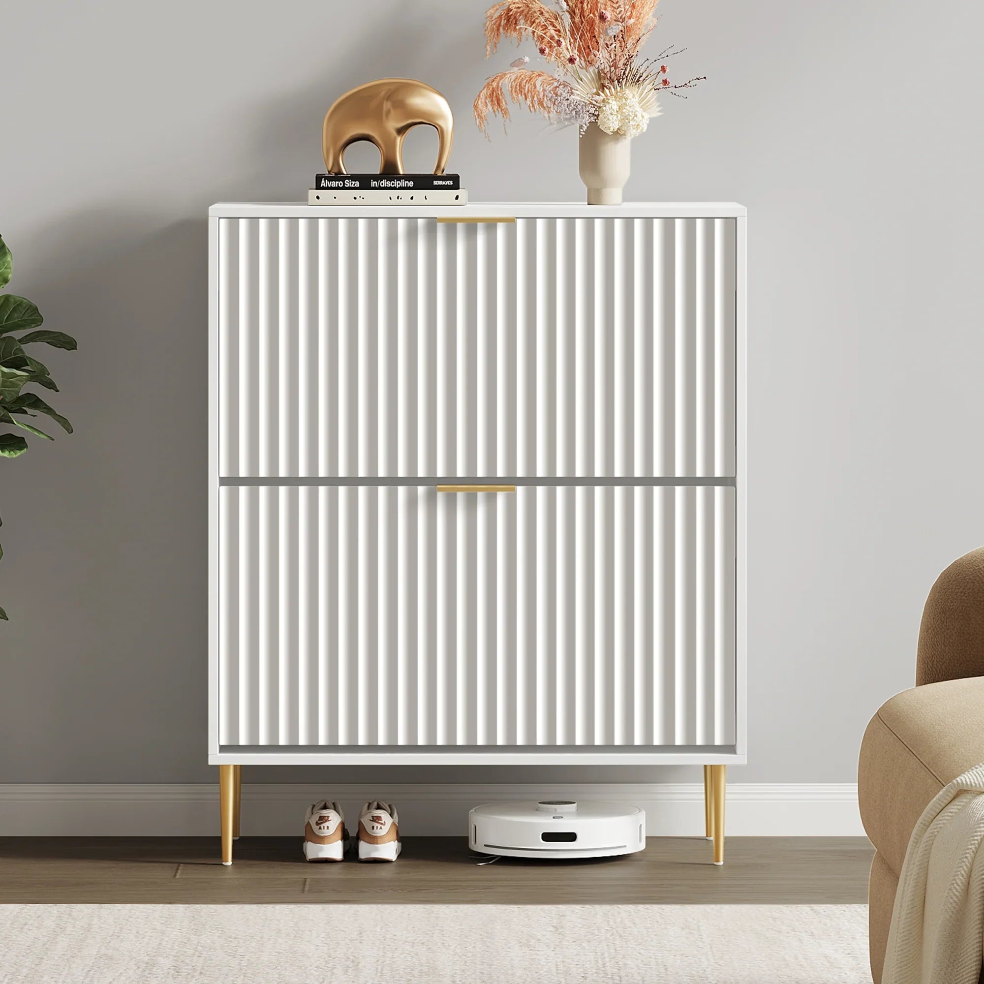 Opus 2-Tier Shoe Cabinet with Storage