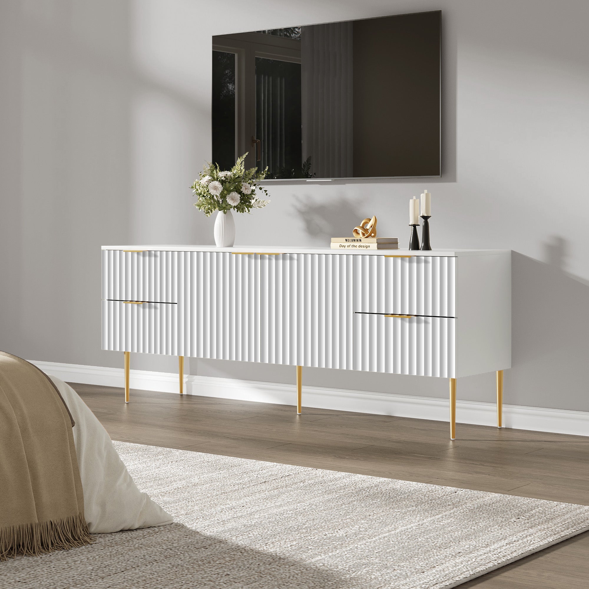 Opus Black TV Stand, Large Storage