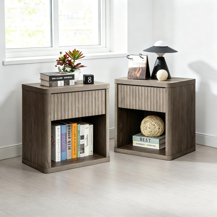 Cas Night Stand with Storage, 24.1 Inch Tall