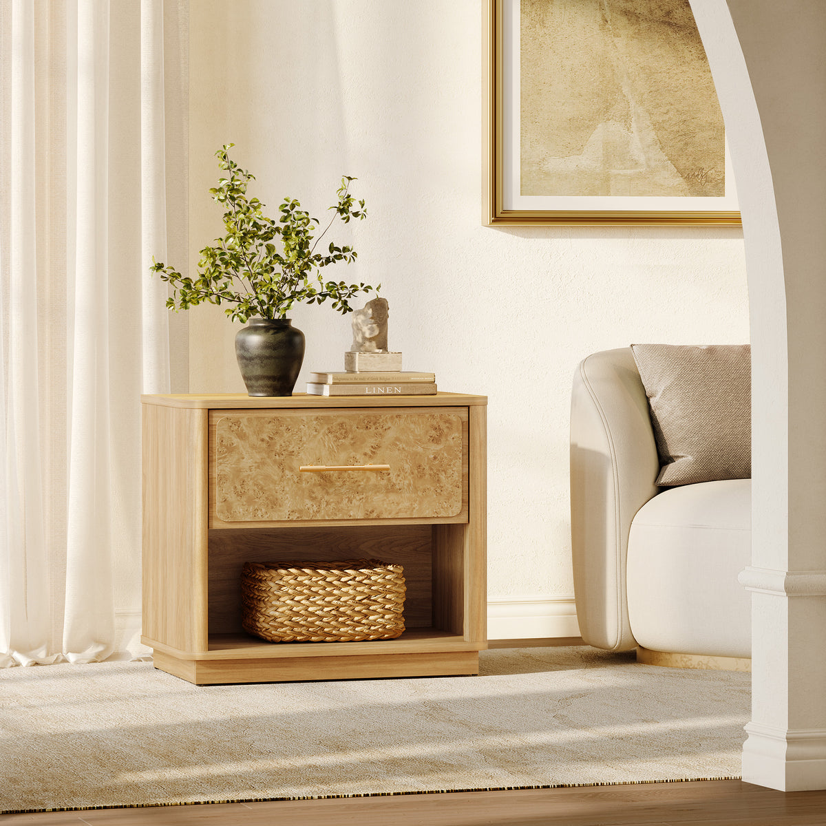 Burluxe 24.8'' Wide Night Table with Storage