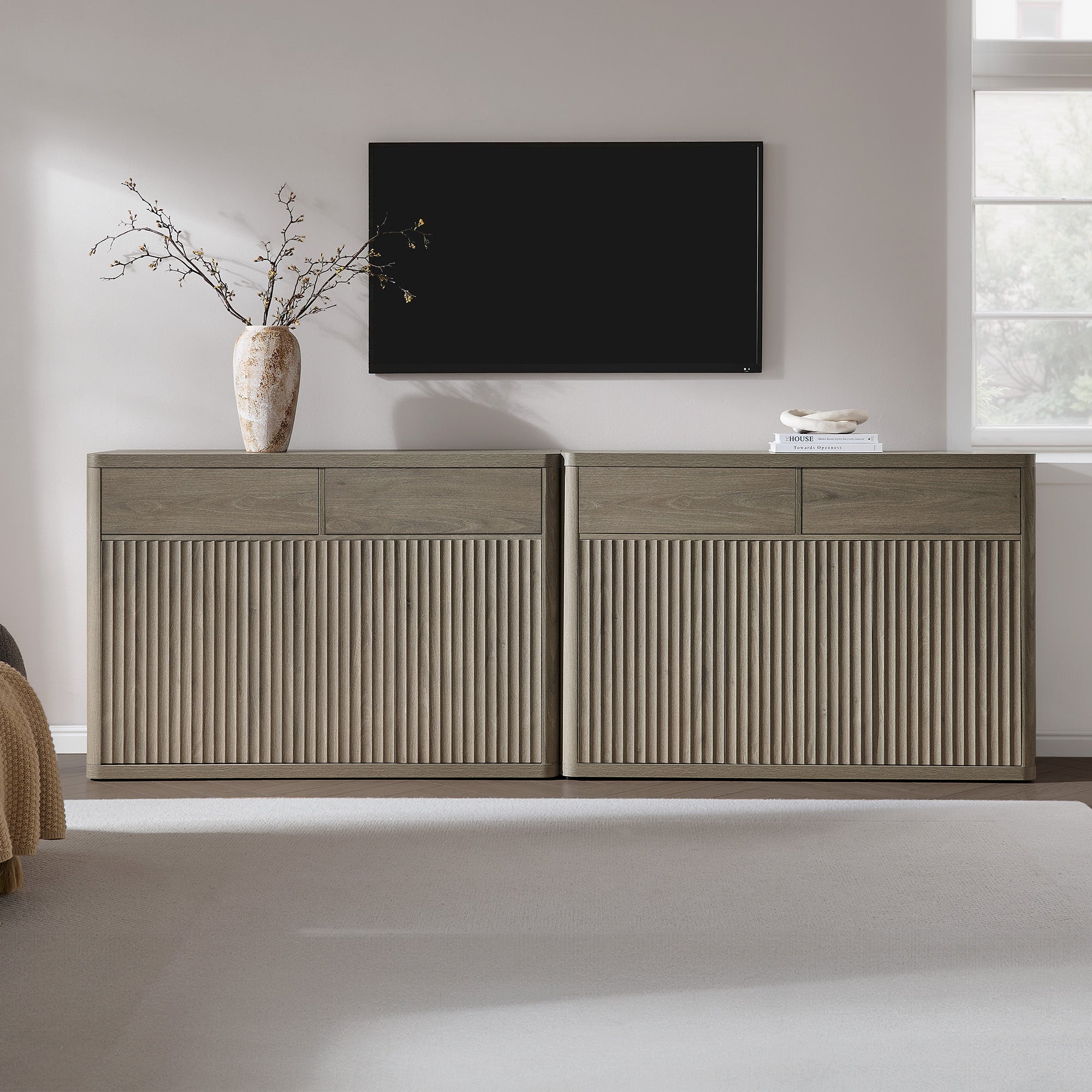 Cas Sideboard Cabinet, Fluted Style