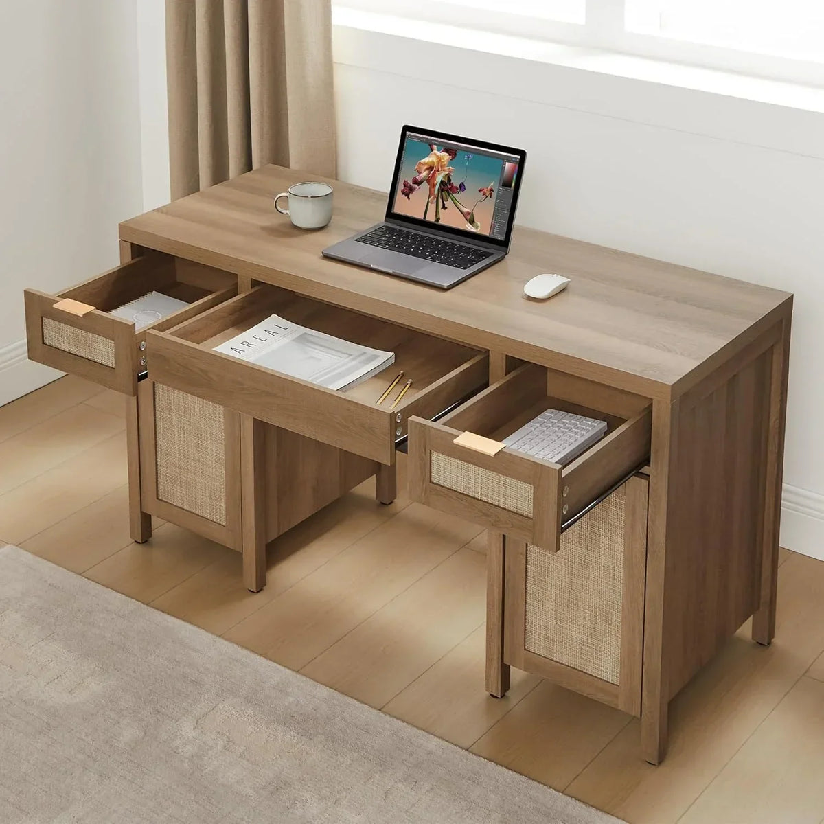 Savanna Office Table with Drawers
