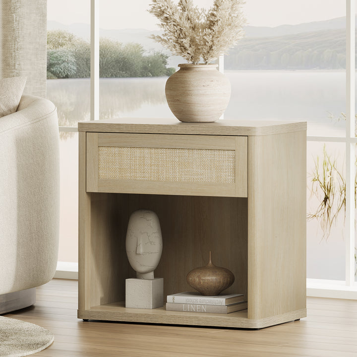 Zura Rattan Nightstand with Drawer