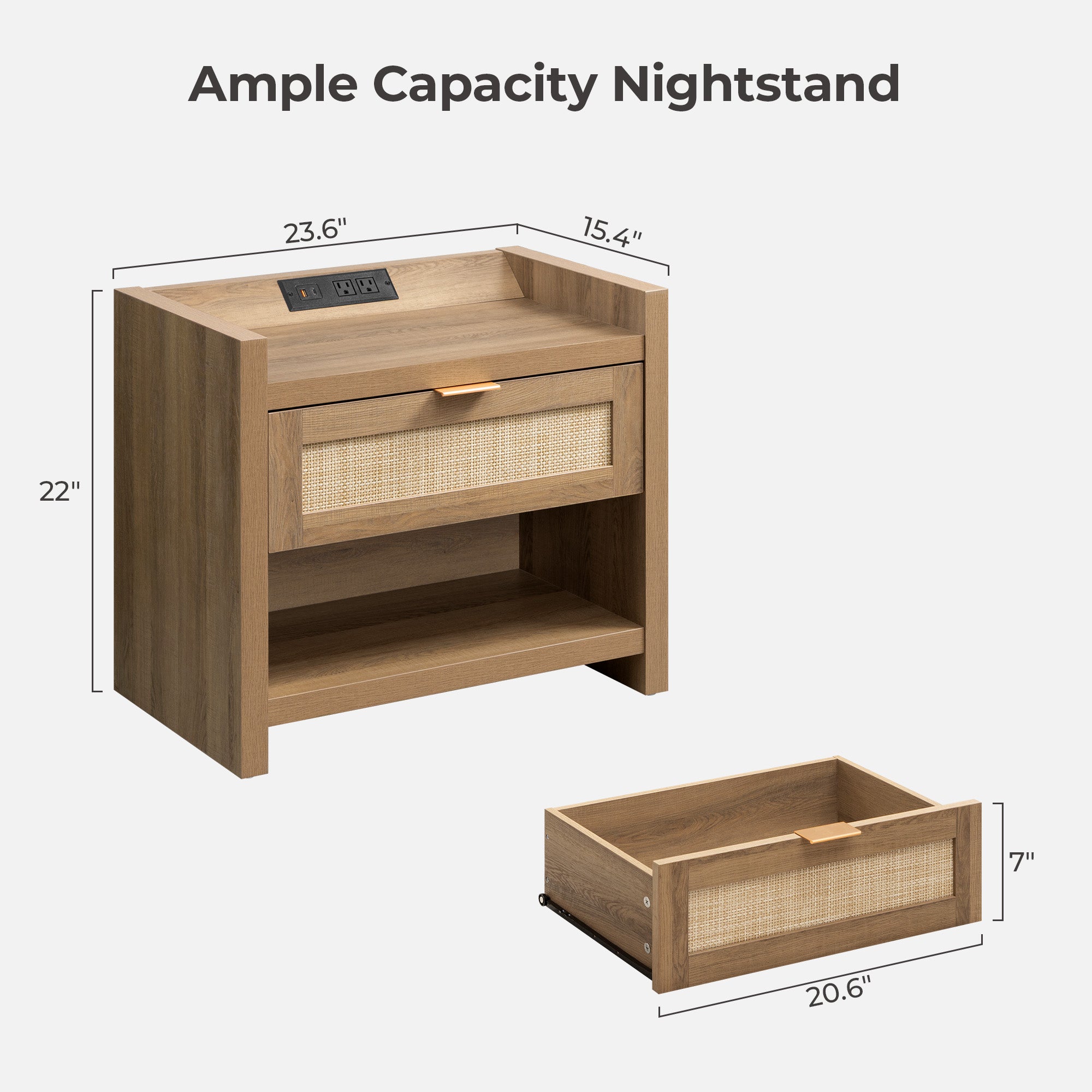 Savanna Nightstand with Charger and Dresser Set
