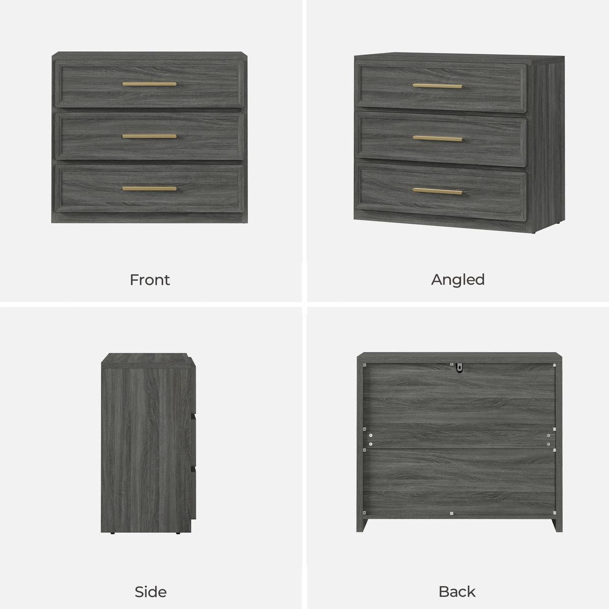 Crescent Nightstand with 3 Drawers for Bedroom, Set of 2