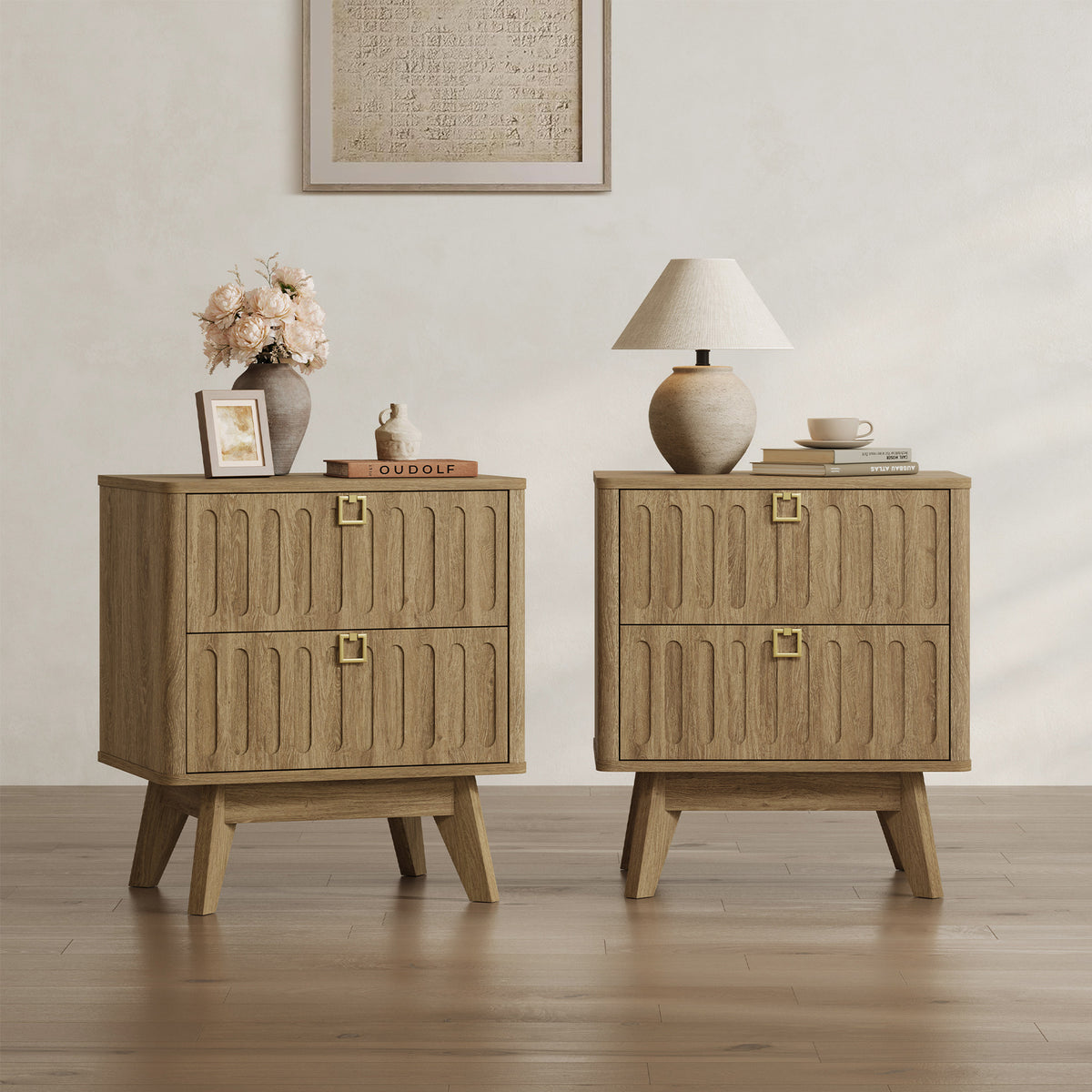 Domus 2-Drawer Nightstand, Modern Design