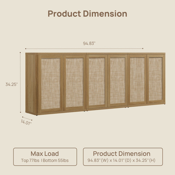 Zura Rattan Modular Sideboards Set, 95'' Wide