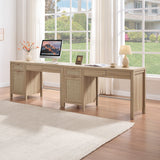 Savanna 55-Inch Wide Vanity Table, Makeup Storage - Reclaimed Light Oak - 2 Pieces